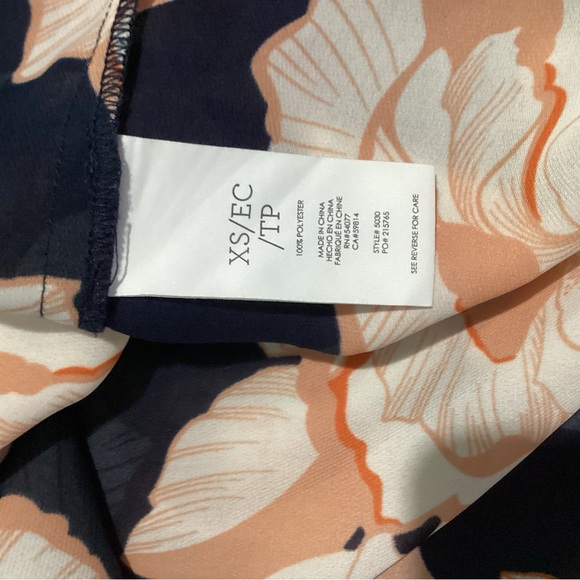 Cabi Cabiblossom Floral Top Navy Orange XS - Picture 8 of 10